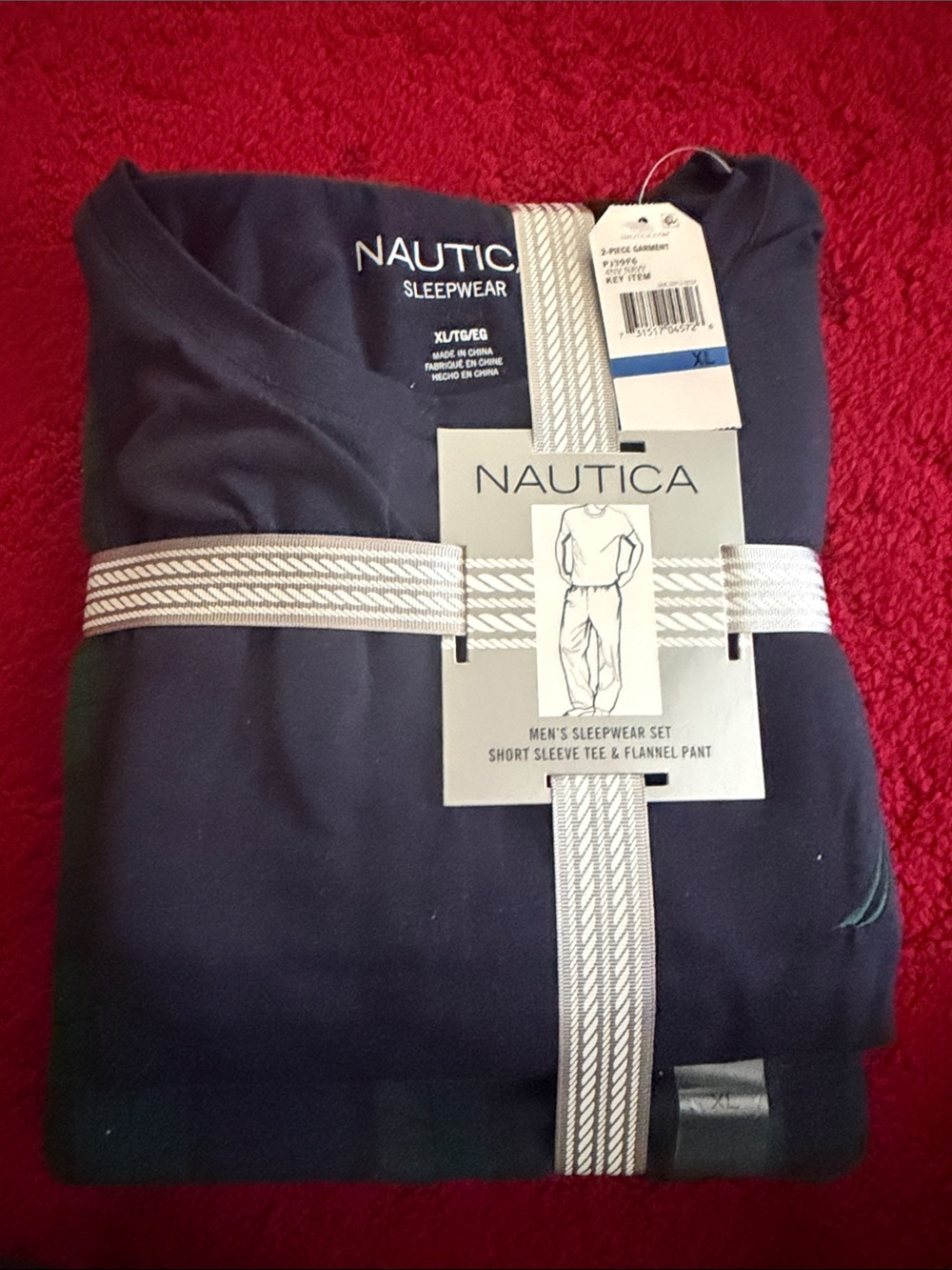 Nautica Navy Short Sleeve Tee & Plaid Flannel Pant Sleep Set